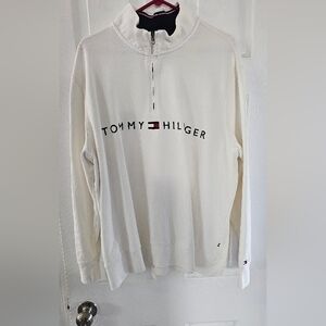 Tommy Hilfiger Men's Cream, 1/4 Zip-Up Sweater